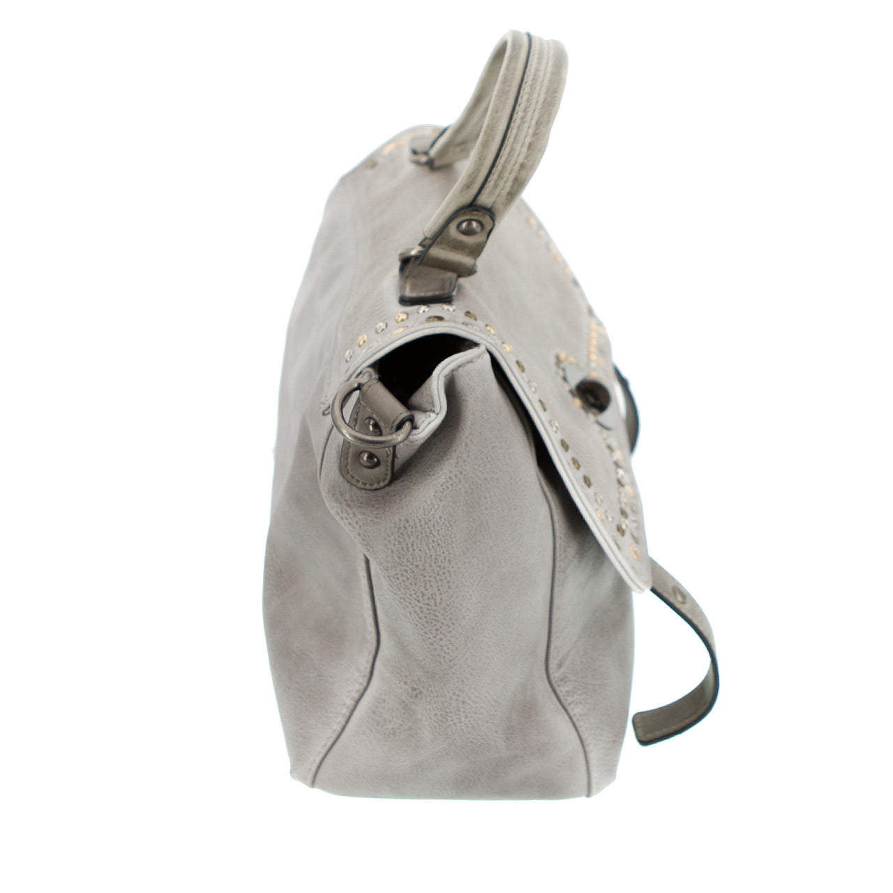 Handtasche Beige mit Nieten Grau