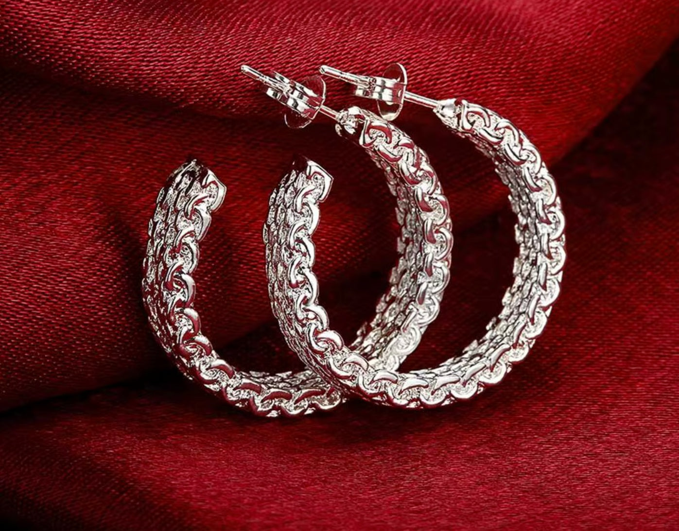 Ohrringe aus 925er Sterling-Silber, Creolen, 2,0cm