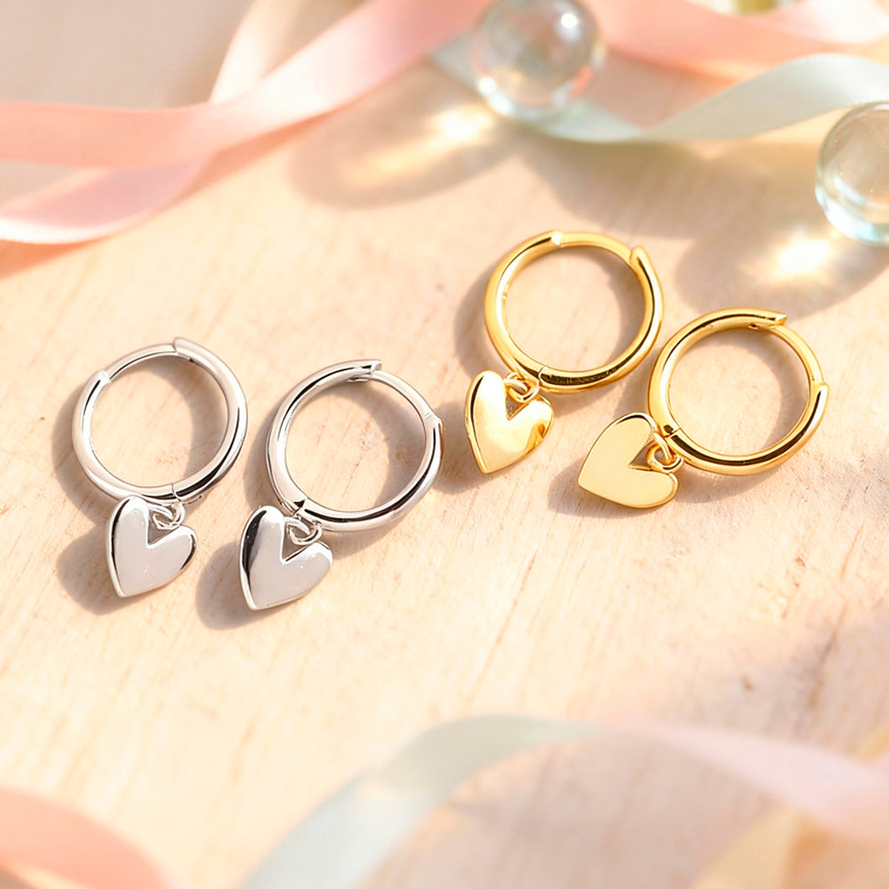 Ohrringe aus 925er Sterling-Silber, hängende Herzchen