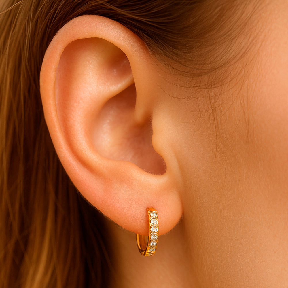 Ohrringe aus 925er Sterling-Silber, vergoldete Creolen mit Zerkonia, verschiedene Größen