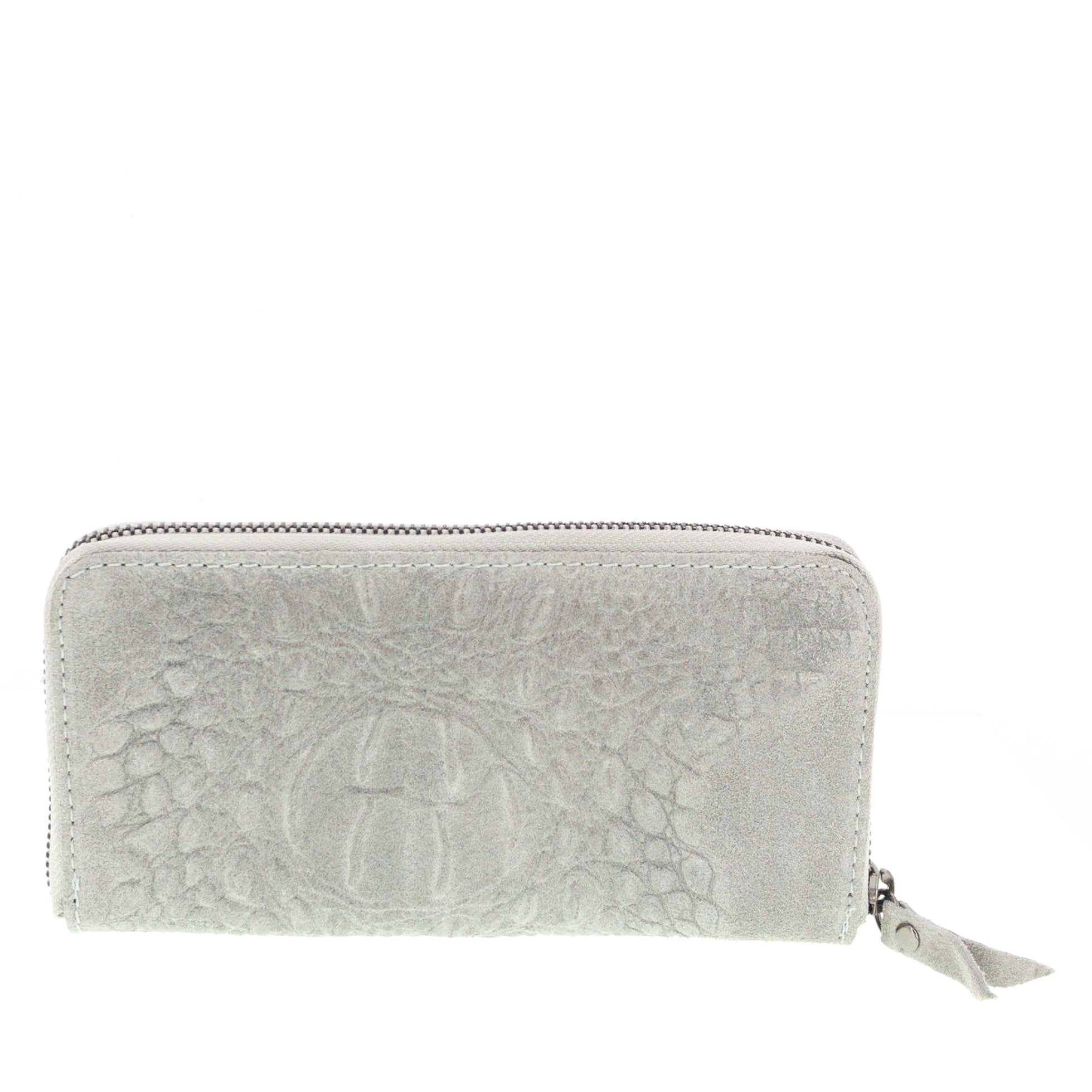 Leder Portemonnaie Krokooptik Grau