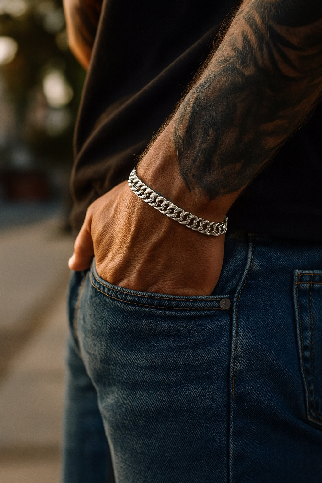 Armband aus 925er Sterling-Silber, Panzerarmband, 19cm