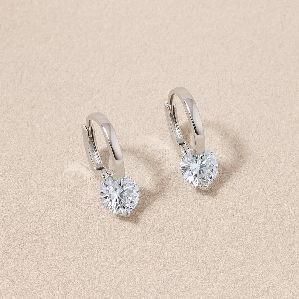 Ohrringe aus 925er Sterling-Silber, mit klarem Kristallstein, 1cm