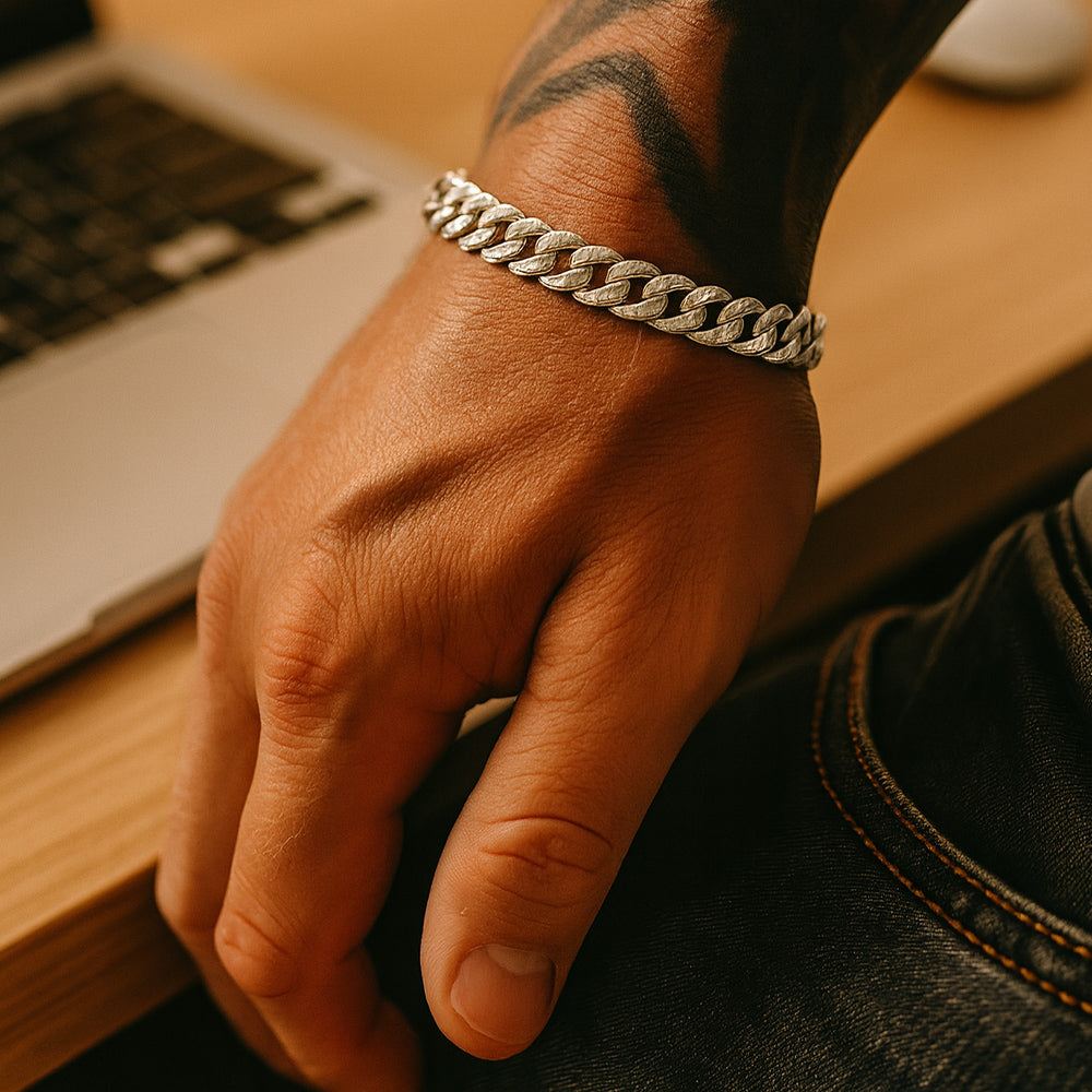 Armband aus Edelstahl, Gliederarmband mit Zirkonia, 19cm