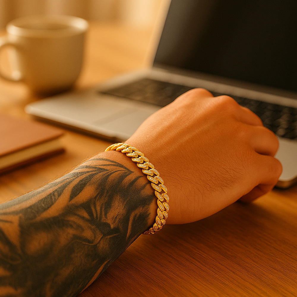 Armband aus Edelstahl, Gliederarmband mit Zirkonia, 19cm