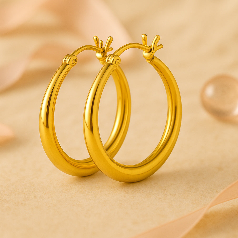 Ohrringe aus 925er Sterling-Silber, vergoldete Creolen, verschiedene Größen