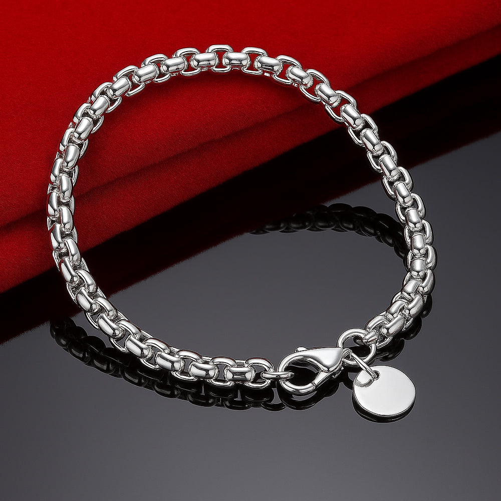 Armband aus 925er Sterling-Silber, Königskette, 20cm