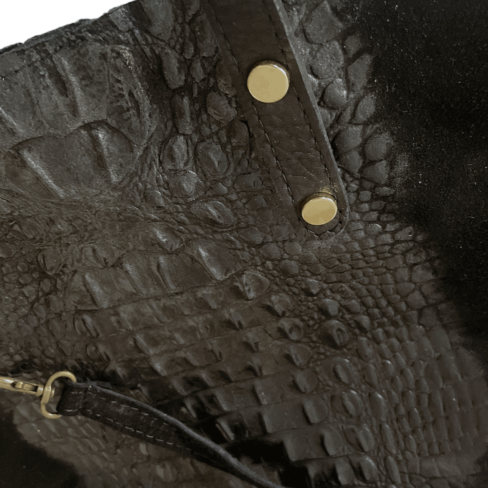 Leder Beutel Tasche Krokooptik Veloursleder Schwarz