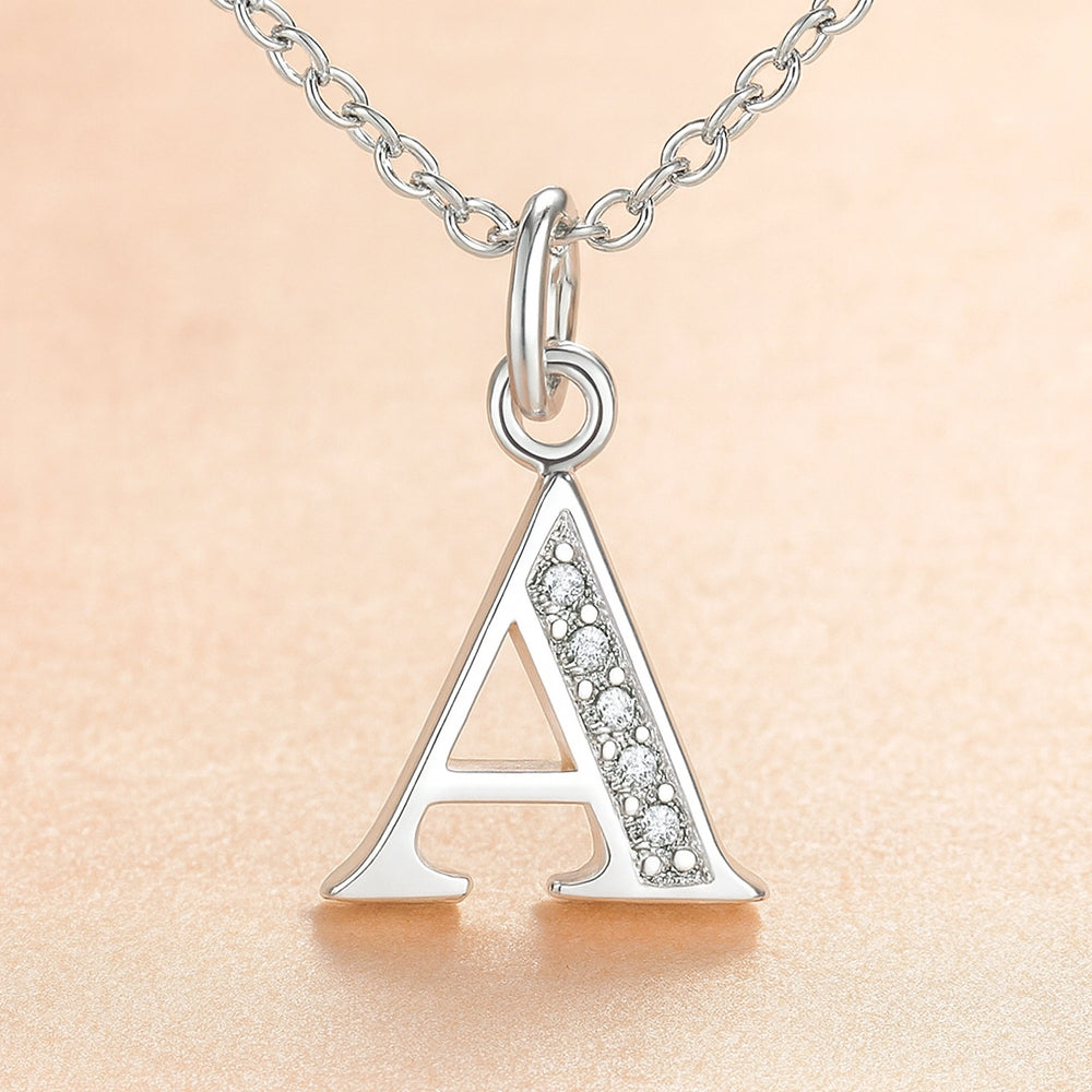 Kette mit Anhänger aus 925er Sterling-Silber, verschiedene Buchstaben, 45cm