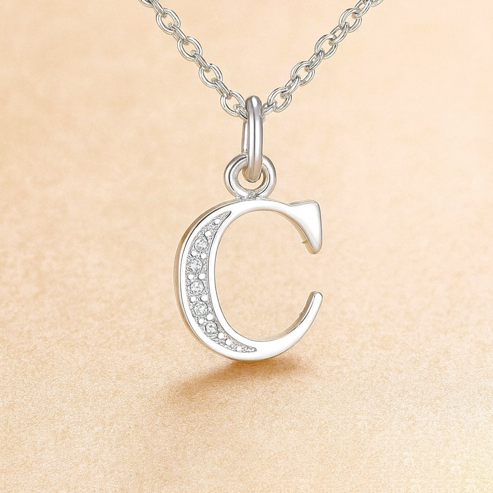 Kette mit Anhänger aus 925er Sterling-Silber, verschiedene Buchstaben, 45cm