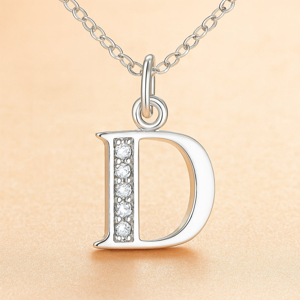 Kette mit Anhänger aus 925er Sterling-Silber, verschiedene Buchstaben, 45cm