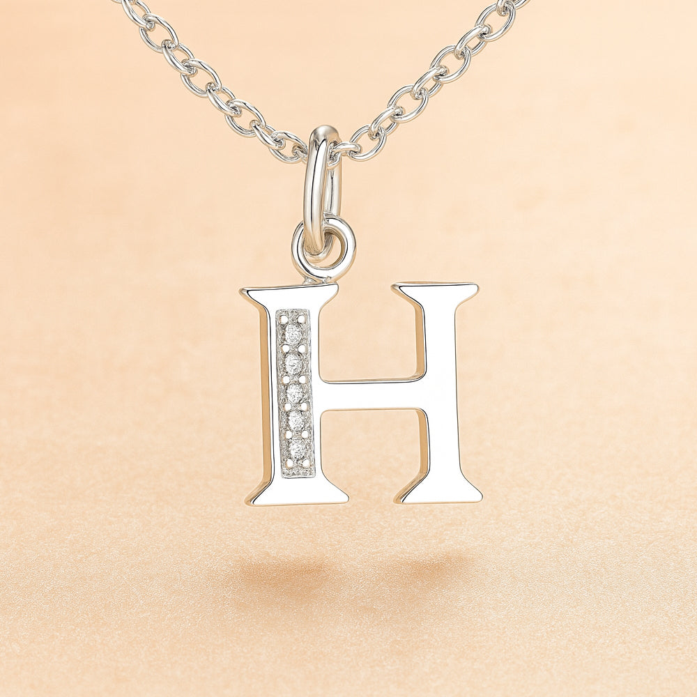 Kette mit Anhänger aus 925er Sterling-Silber, verschiedene Buchstaben, 45cm