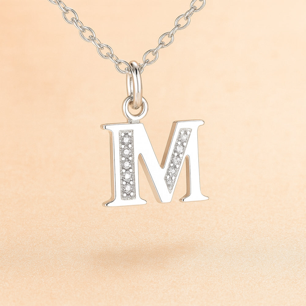 Kette mit Anhänger aus 925er Sterling-Silber, verschiedene Buchstaben, 45cm