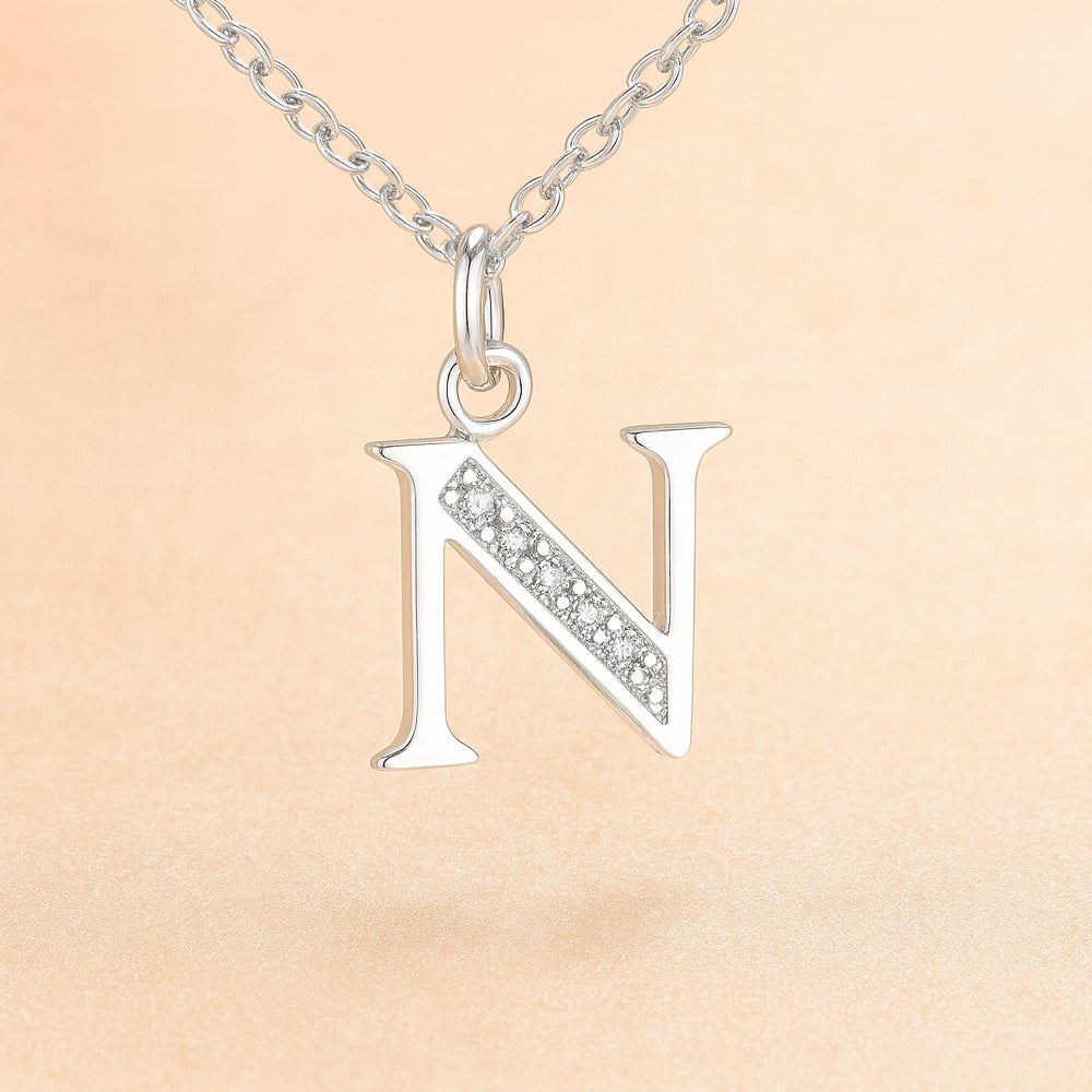 Kette mit Anhänger aus 925er Sterling-Silber, verschiedene Buchstaben, 45cm