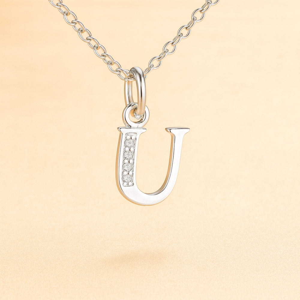 Kette mit Anhänger aus 925er Sterling-Silber, verschiedene Buchstaben, 45cm