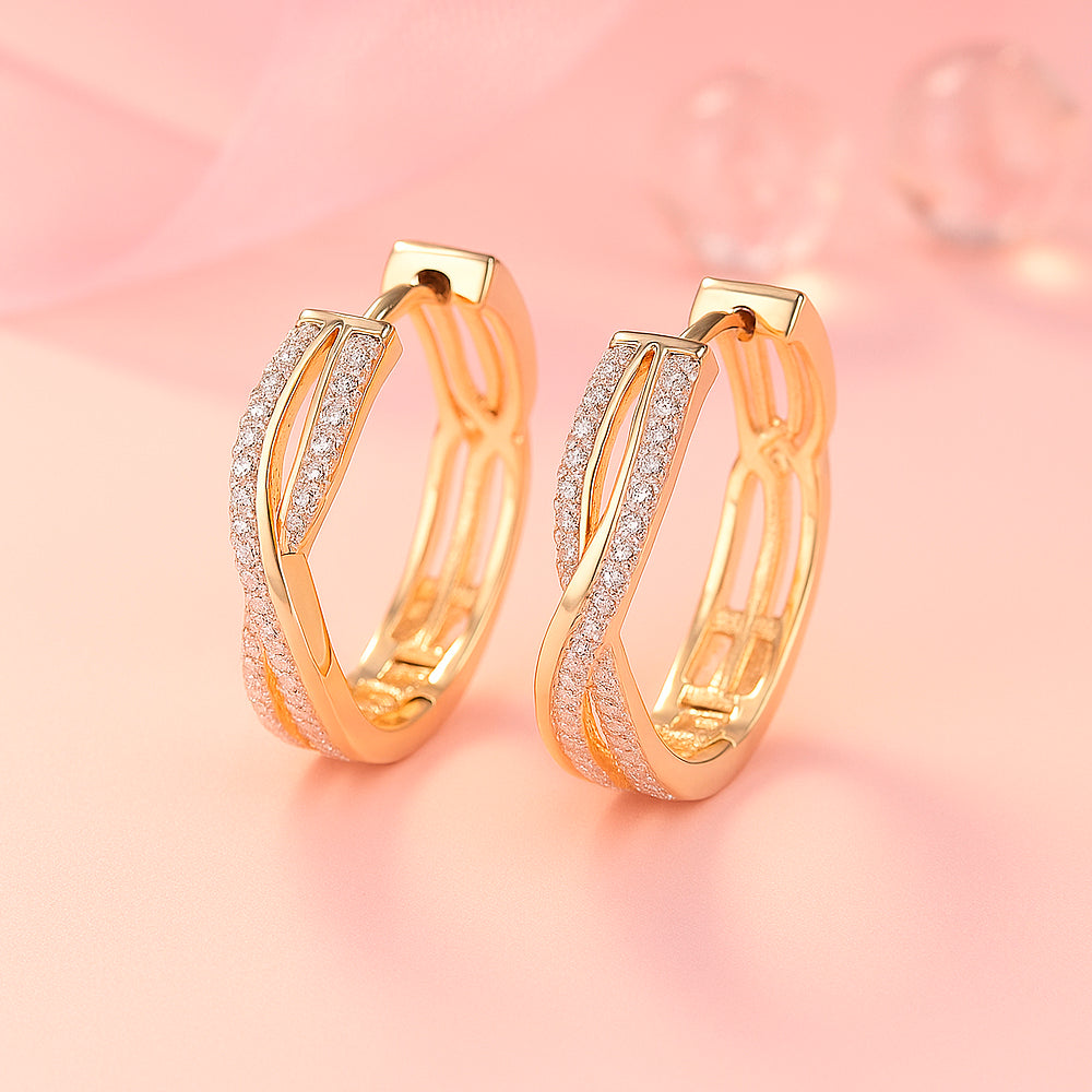 Ohrringe aus Edelstahl, vergoldet, Zirkonia Creolen, 2,4cm