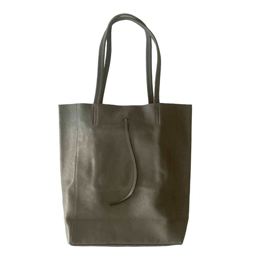 Leder Shopper mit Innentasche Dunkelgrau