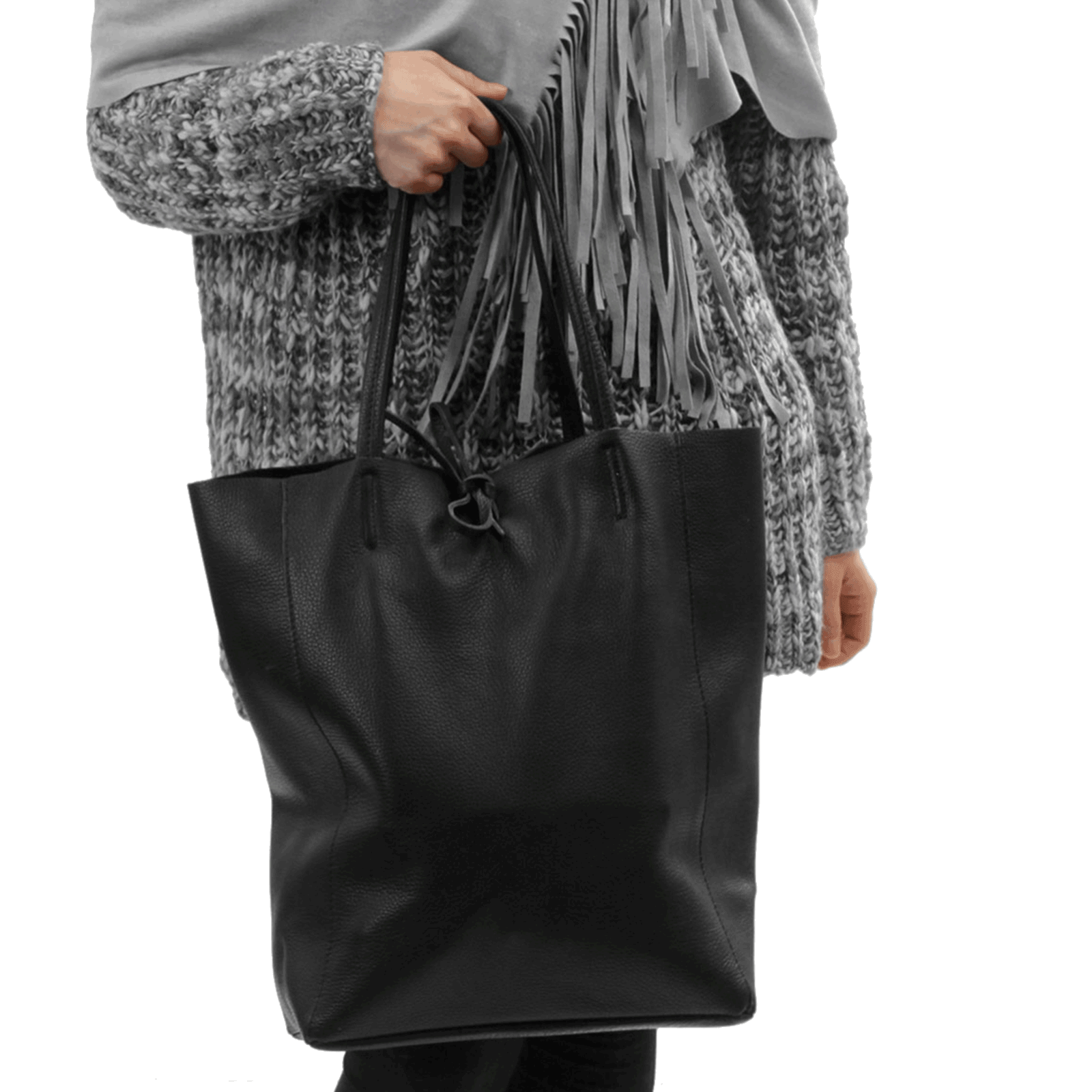 Leder Shopper mit Innentasche Rosegold