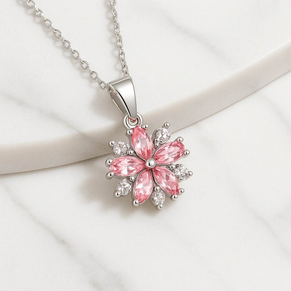 Kette mit Anhänger aus 925er Sterling-Silber, Eiskristall, 45cm