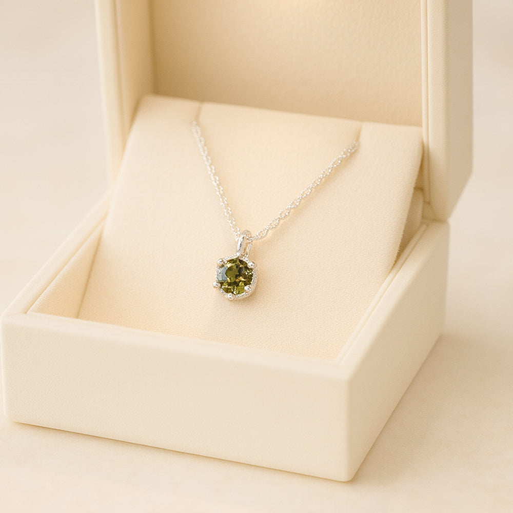 Kette mit Anhänger aus 925er Sterling-Silber, Kleiner Kristall, 45cm