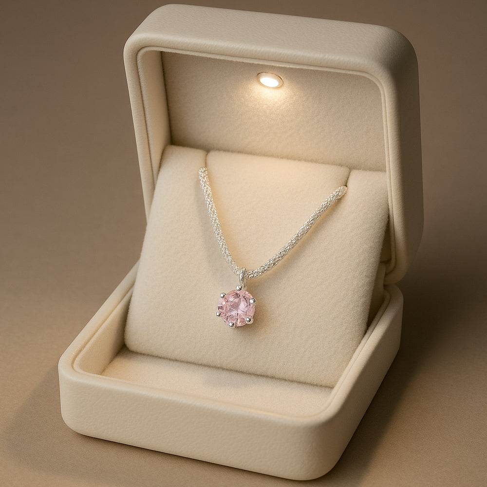 Kette mit Anhänger aus 925er Sterling-Silber, Kleiner Kristall, 45cm