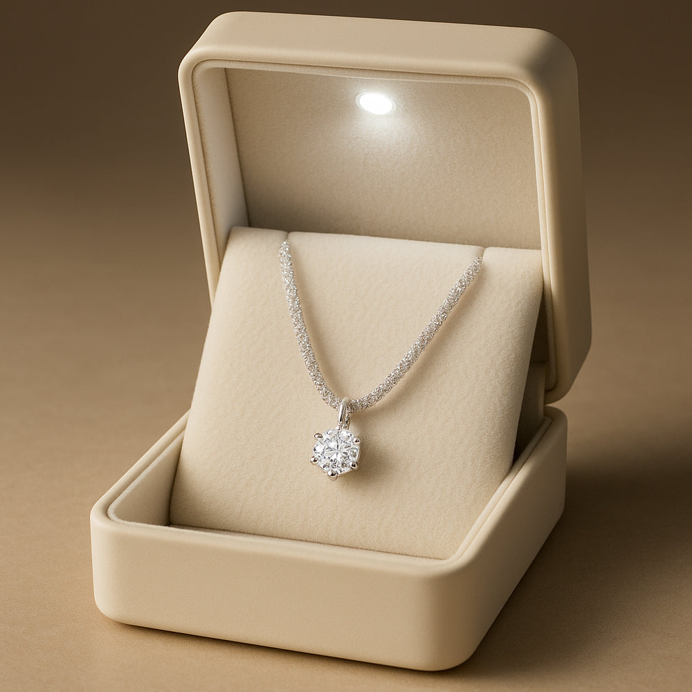 Kette mit Anhänger aus 925er Sterling-Silber, Kleiner Kristall, 45cm