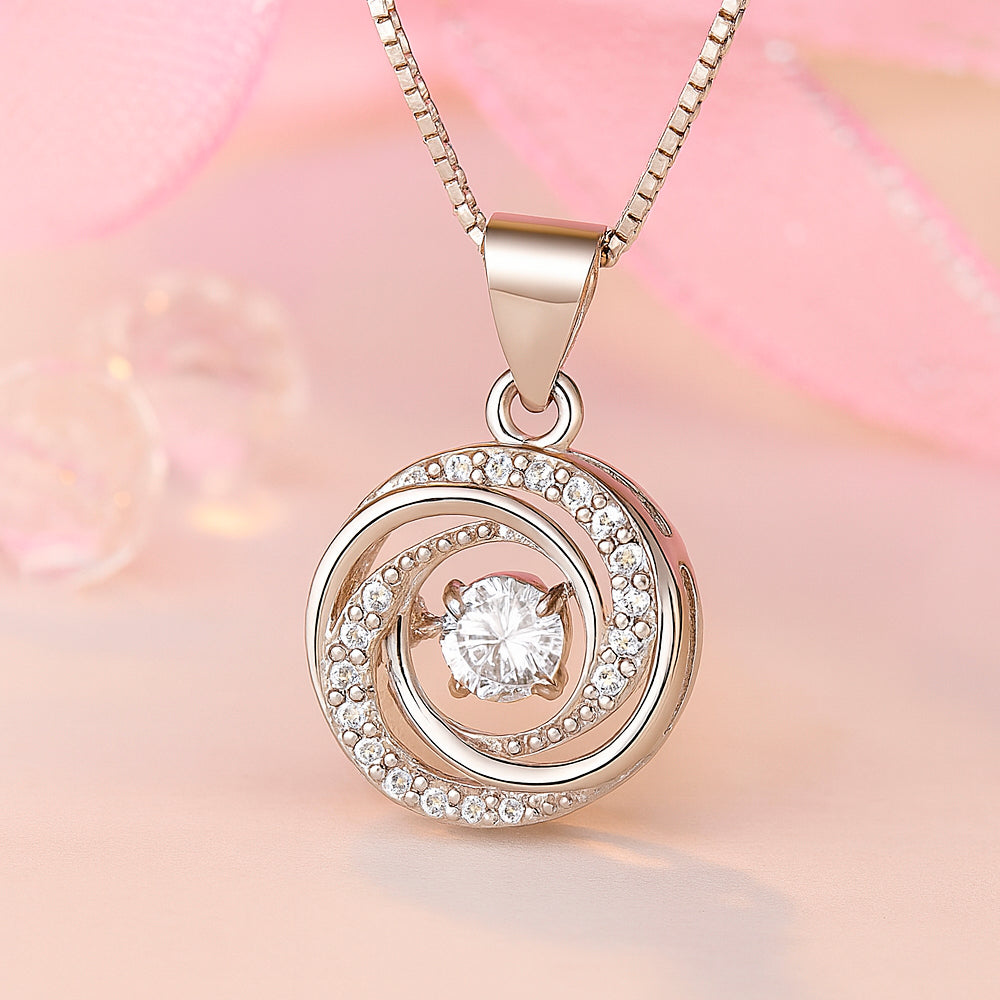 Kette mit Anhänger aus 925er Sterling-Silber, Kristall im Strasskranz, 45cm