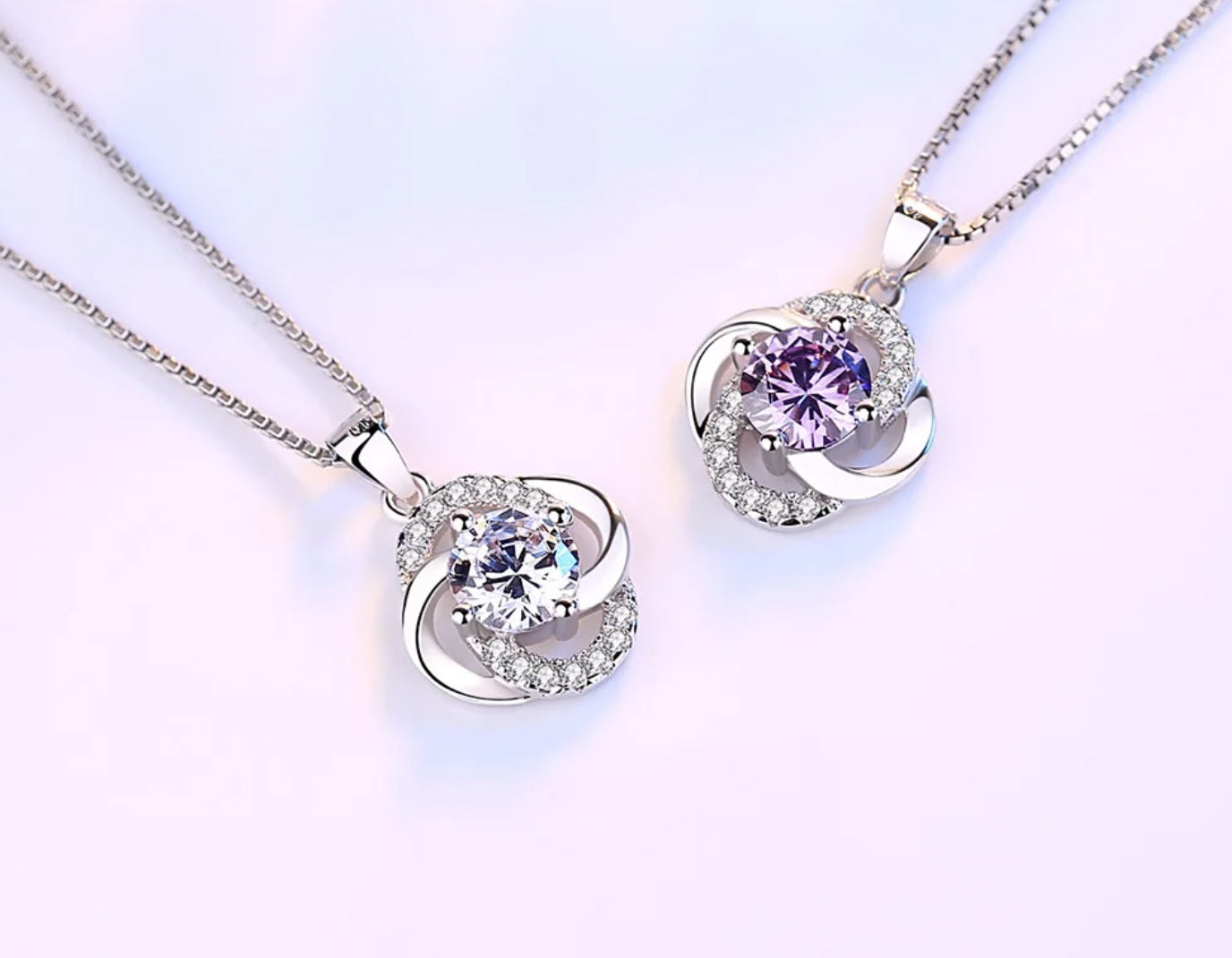 Kette mit Anhänger aus 925er Sterling-Silber, Ewige Blume, 45cm