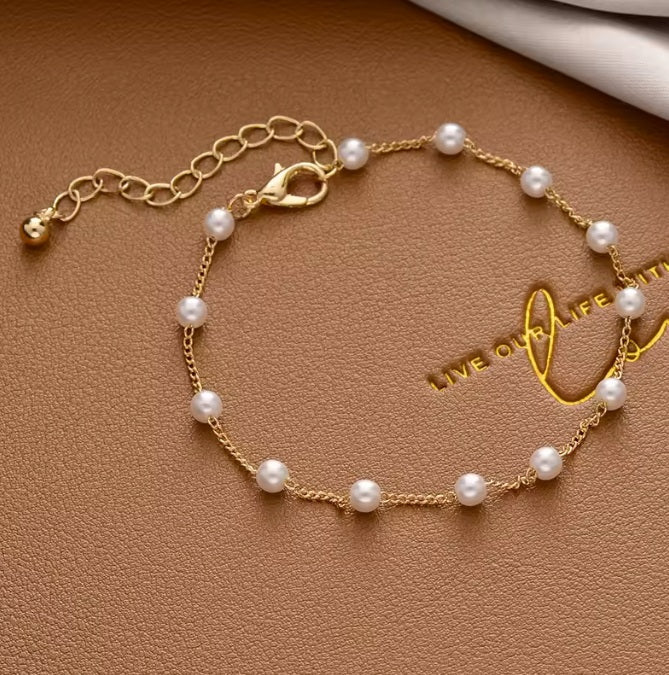 Armband aus Edelstahl, Perle - Kette, One-Size