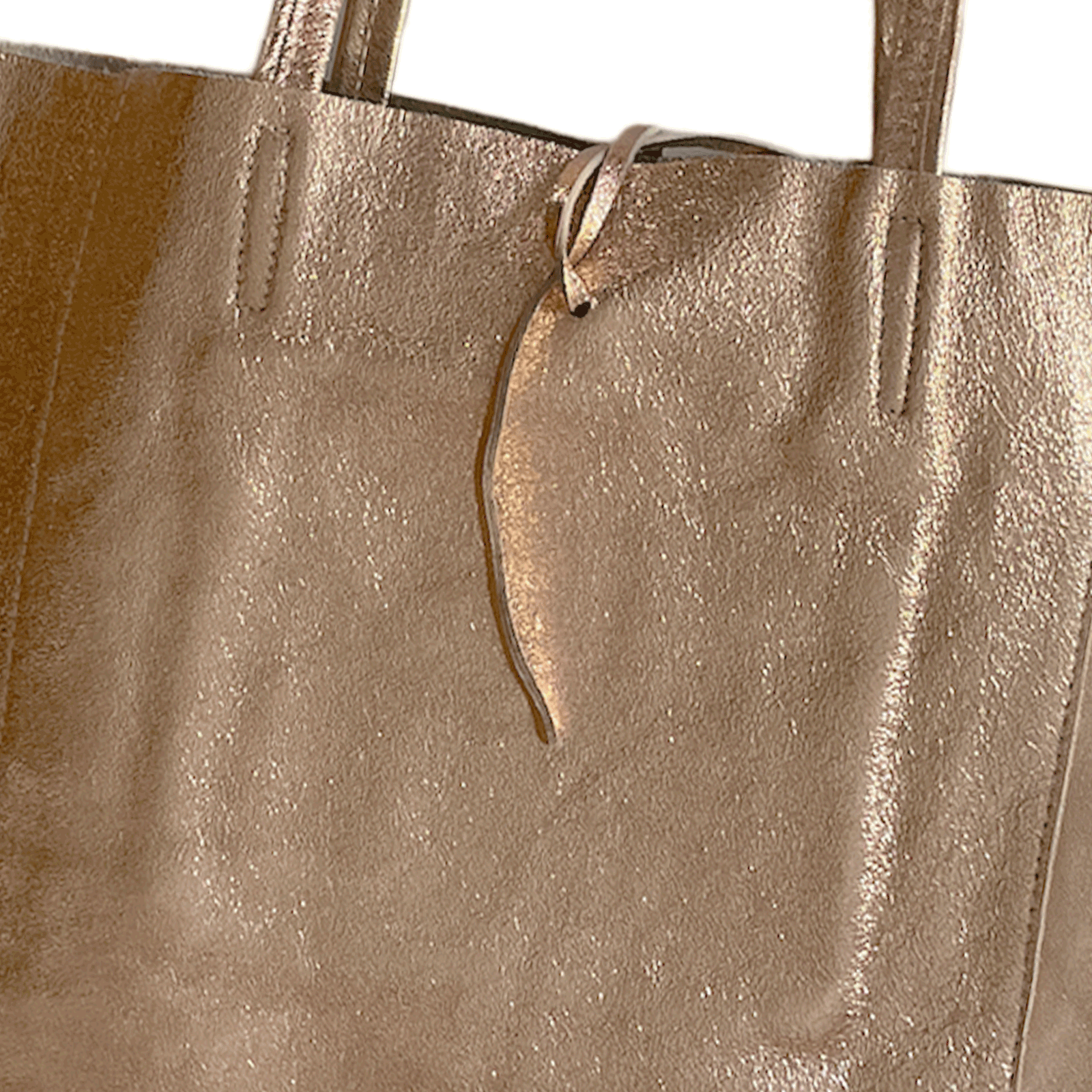 Leder Shopper mit Innentasche Rosegold