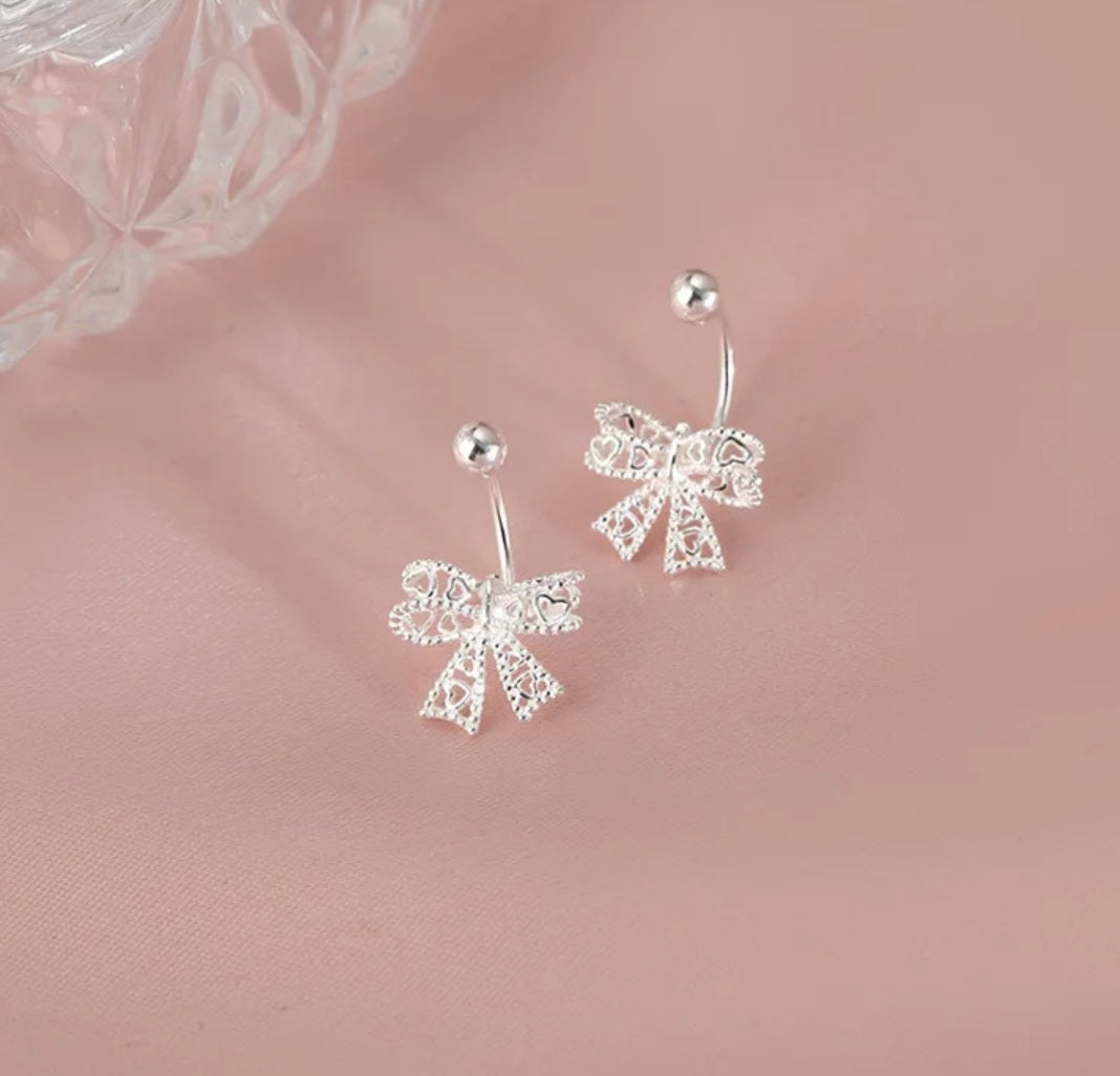 Ohrstecker aus 925er Sterling-Silber, Filigrane Schleife, 10mm